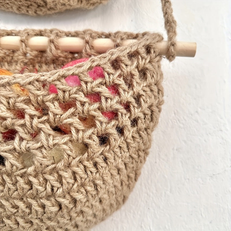 Woven Wall Storage Basket  3-Tier Macrame Design - Product detail 4