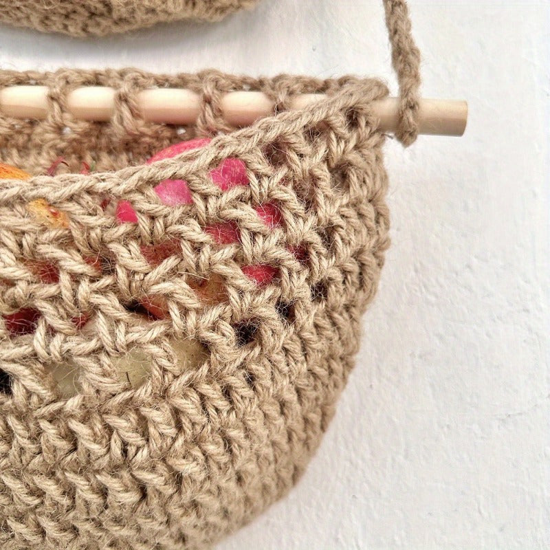 Woven Wall Storage Basket  3-Tier Macrame Design - Product detail 5