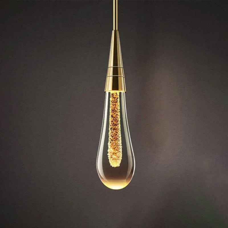 Modern Wall Sconce  Glass Teardrop With Gold Accents - Product example