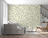 Foliage Mural Wallpaper | Sage Green Botanical Pattern