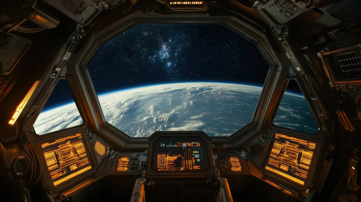 Space Mural Wallpaper | Spacecraft Window Earth View