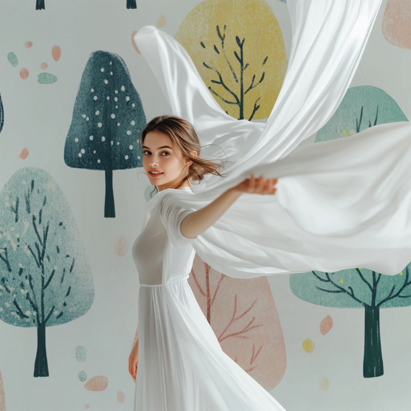 Forest Mural Wallpaper | Pastel Trees Watercolor Design