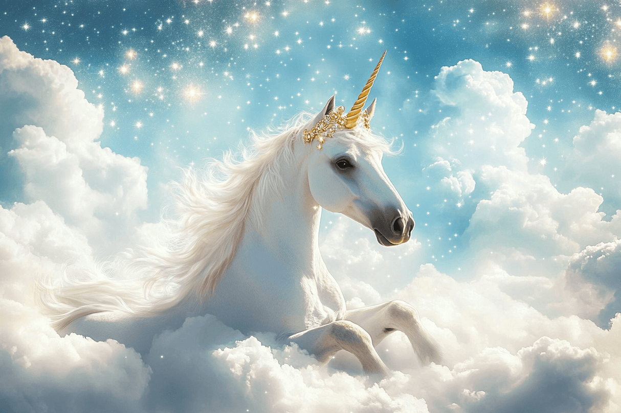 Unicorn Mural Wallpaper | Magical Sky with Golden Stars
