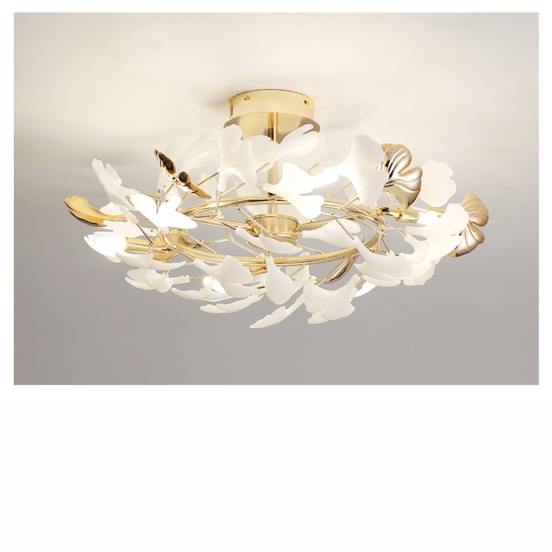 Ginkgo Leaf Ceiling Light  Gold Frame Ceramic Leaf Design - Product detail 6