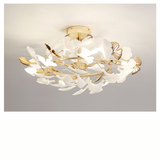 Ginkgo Leaf Ceiling Light  Gold Frame Ceramic Leaf Design - Product detail 6