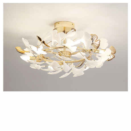 Ginkgo Leaf Ceiling Light  Gold Frame Ceramic Leaf Design - Product detail 6