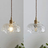Green Glass Pendant Light  Rippled Brass Fixture - Product detail 6