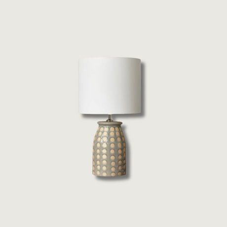 Ceramic Table Lamp  Dotted Pattern Base with White Shade - Product showcase