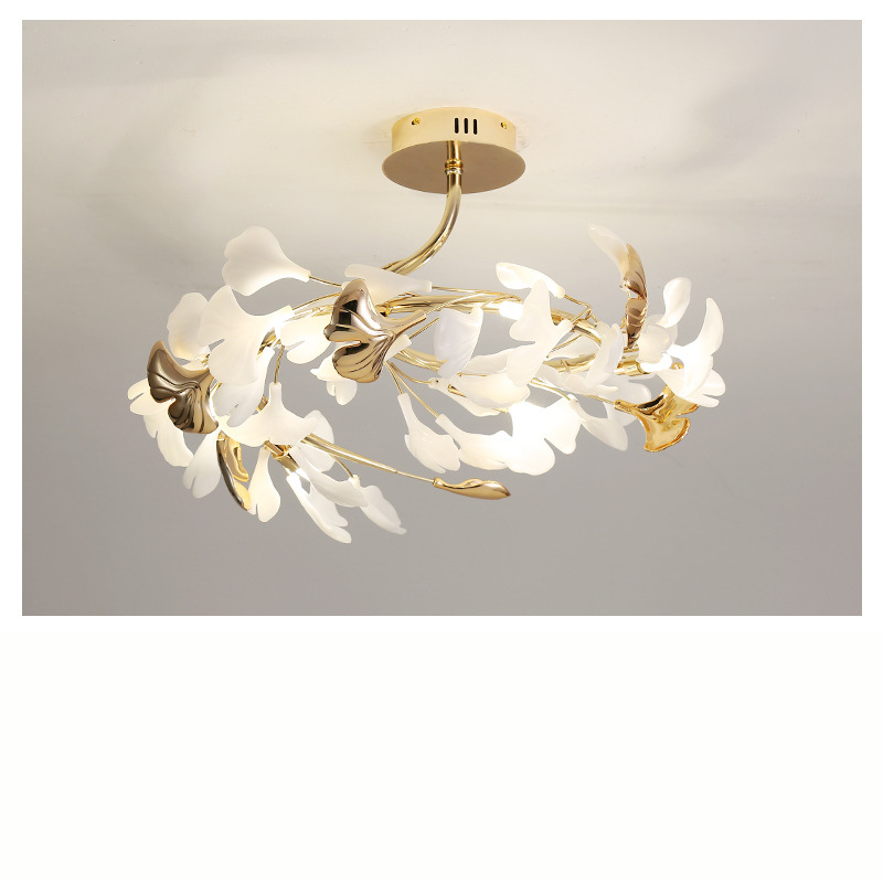 Ginkgo Leaf Ceiling Light  Gold Frame Ceramic Leaf Design - Product detail 7