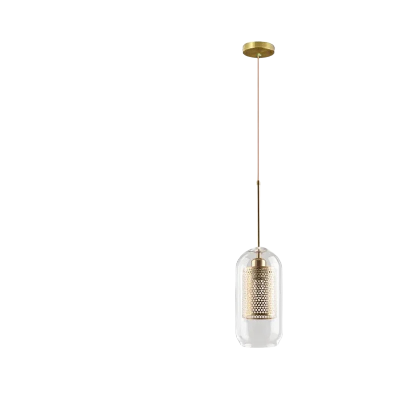 Modern Glass Pendant Light  Gold Mesh Iron Shade - Product detail 11