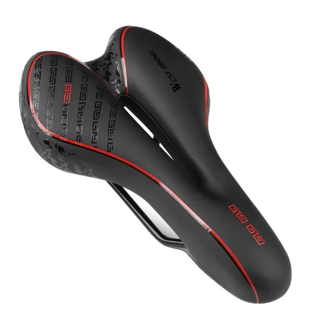Premium Bike Saddle  Gel Comfort Technology with Red Accent - Product showcase
