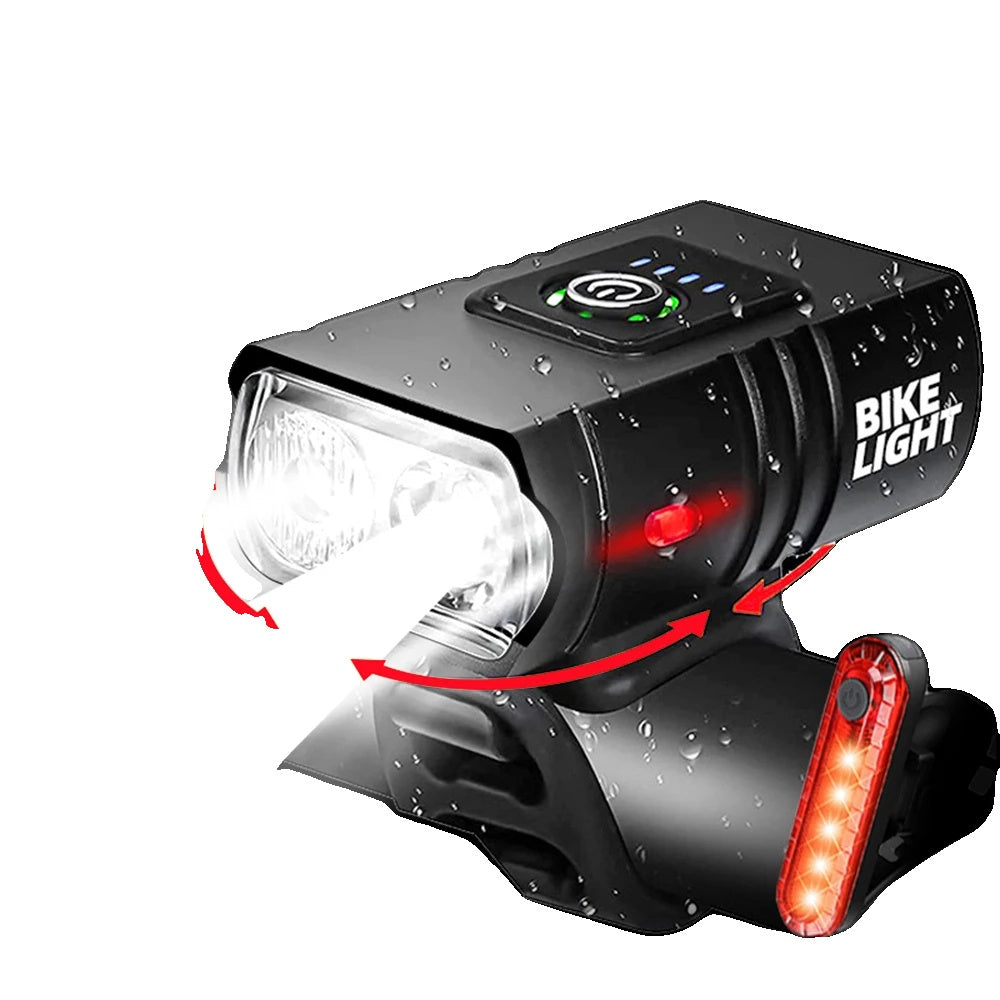 LED Bike Light Set  1500 Lumens USB Rechargeable Front and Rear - Detailed view