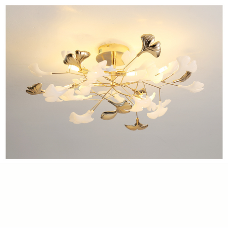 Ginkgo Leaf Ceiling Light  Gold Frame Ceramic Leaf Design - Product detail 8