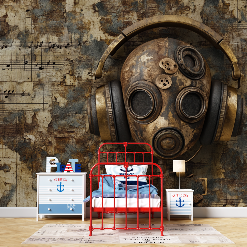 Music Mural Wallpaper | Industrial Steampunk Design
