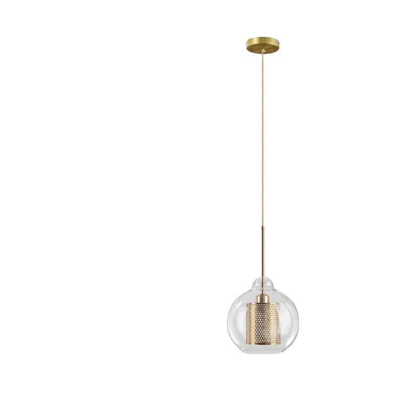 Modern Glass Pendant Light  Gold Mesh Iron Shade - Product detail 13