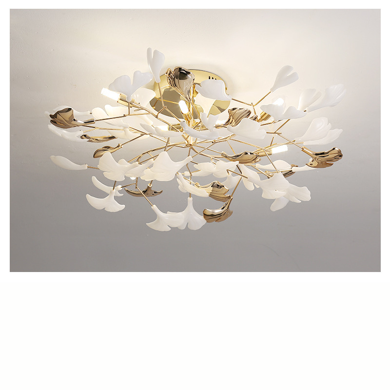 Ginkgo Leaf Ceiling Light  Gold Frame Ceramic Leaf Design - Product detail 10