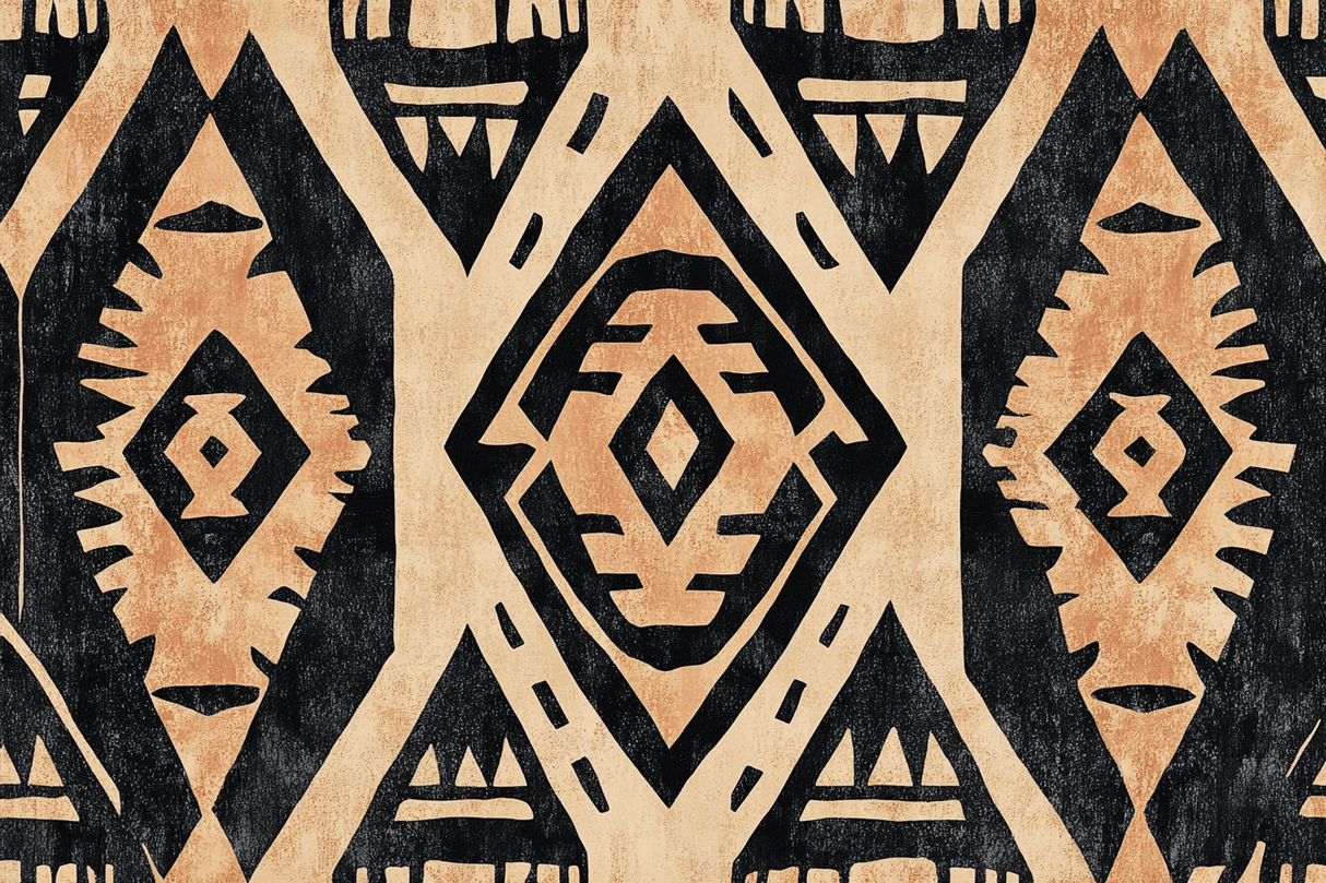 Geometric Mural Wallpaper | Aztec Pattern in Terracotta and Black