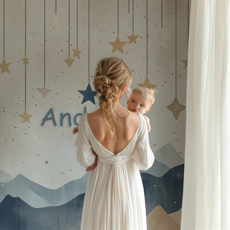 Mountain Stars Mural Wallpaper | Nordic Night Sky Design