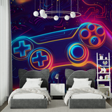 Gaming Mural Wallpaper | Neon Cyber Controller Design