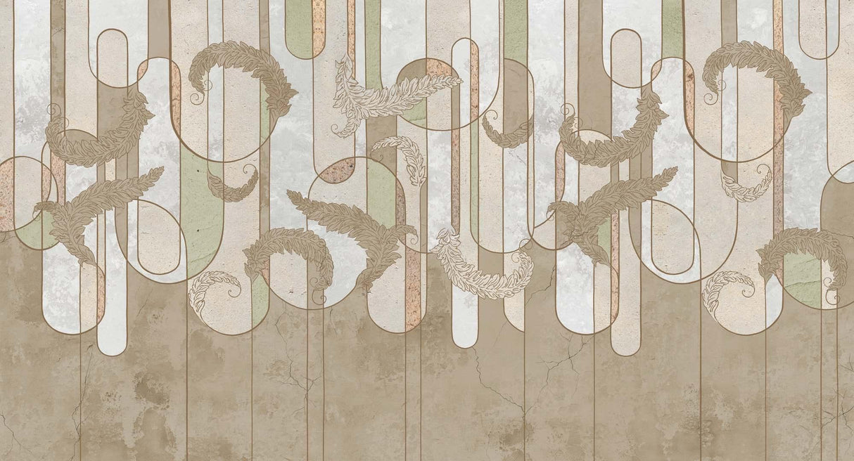 Feather Mural Wallpaper | Art Deco Geometric Pattern