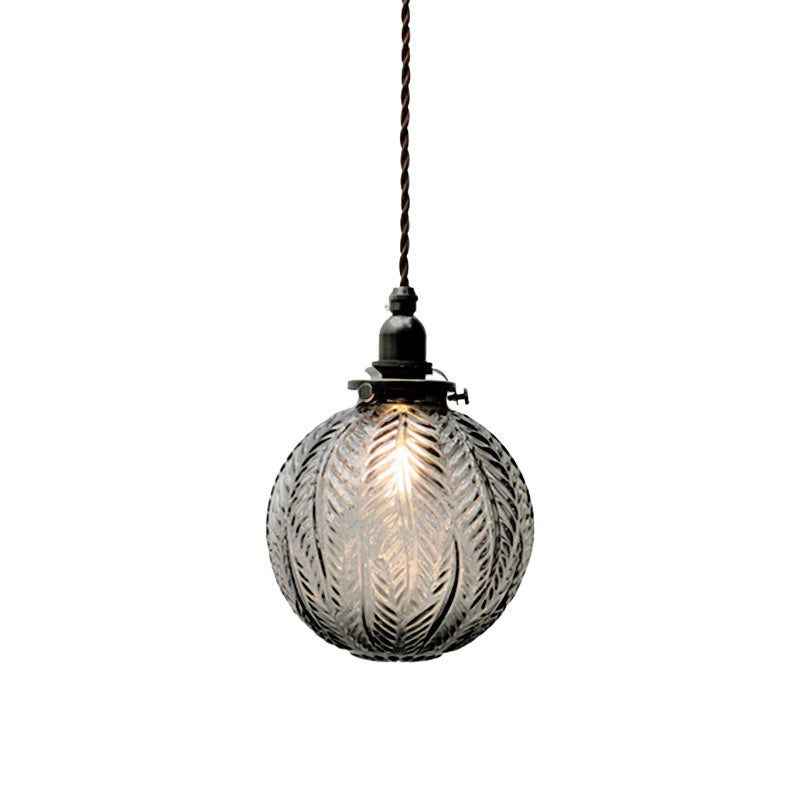 Vintage Glass Pendant Light  Leaf Pattern Globe Design - Product detail 8