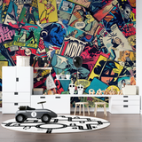 Comic Book Mural Wallpaper | Dynamic Pop Art Collage