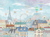 Papier Peint Mural Paris | Paysage Urbain Fantaisiste Avec Montgolfières