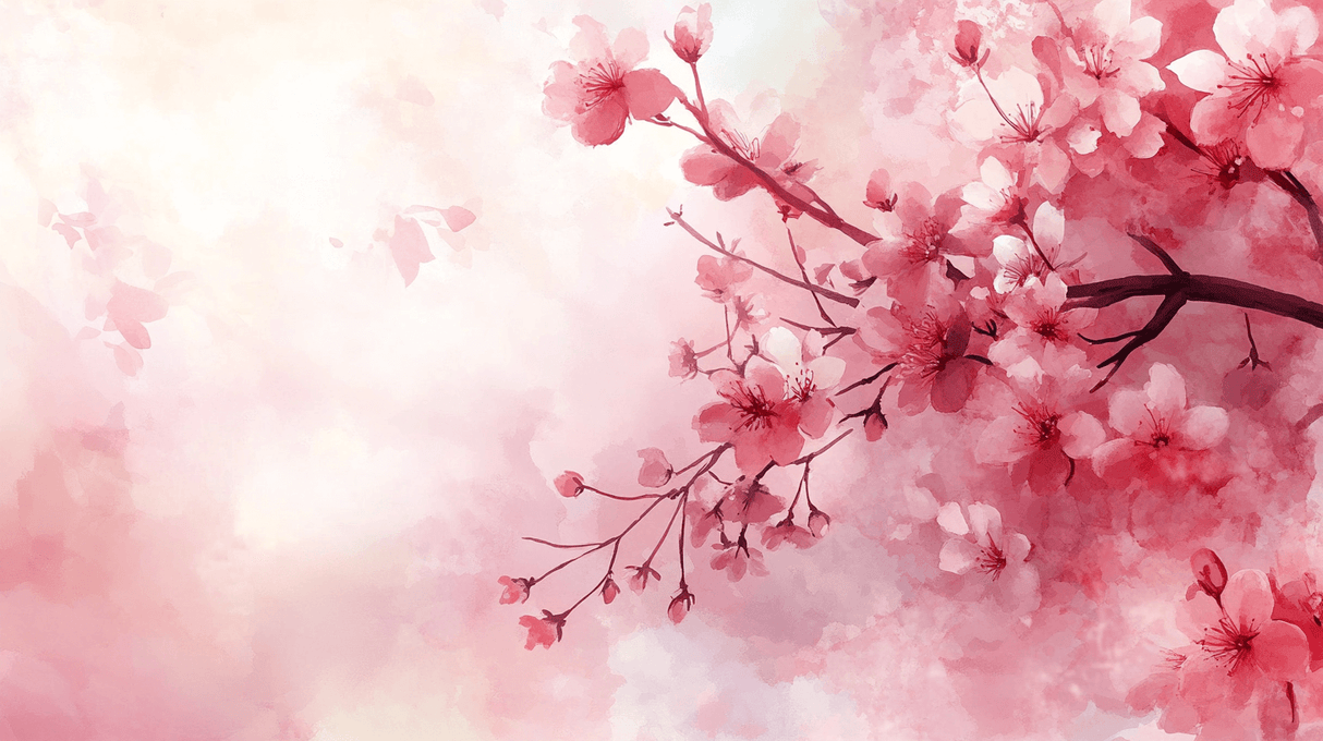 Cherry Blossom Mural Wallpaper | Japanese Watercolor Design