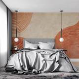 Abstract Mural Wallpaper | Terracotta Curved Lines Design