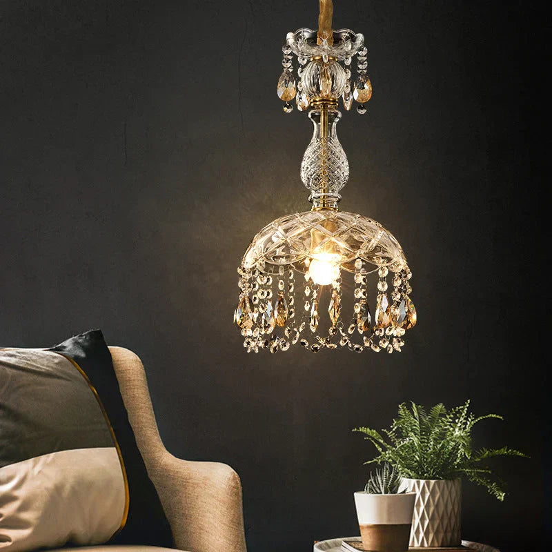 Crystal Pendant Chandelier  Amber Drop Glass Design - Product detail 6