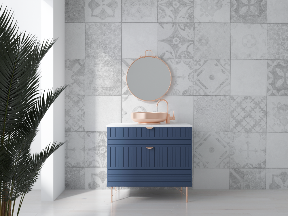 Geometric Mural Wallpaper | Vintage Tile Pattern in Grey