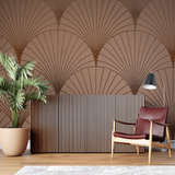 Art Deco Mural Wallpaper | Geometric Fan Pattern in Terracotta