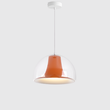 Modern Dome Pendant Light  White Glass With Orange Accent - Product detail 10