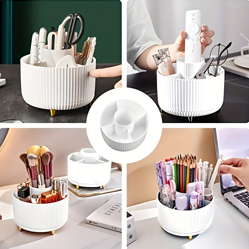 Modern Makeup Storage  Rotating Cosmetic Organizer with Gold Accents - Product detail 5