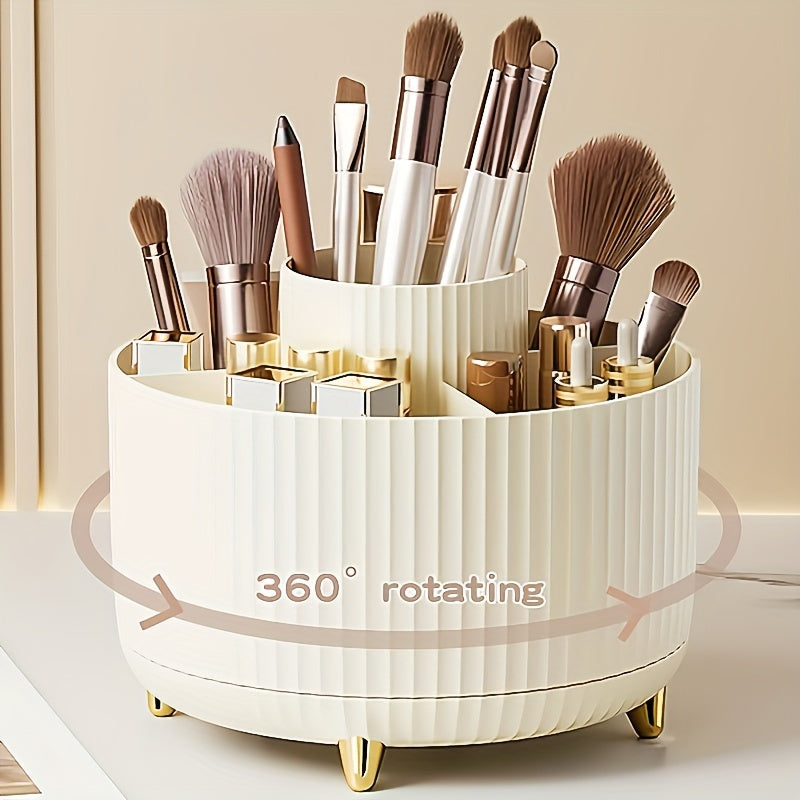 Modern Makeup Storage  Rotating Cosmetic Organizer with Gold Accents - Product detail 7