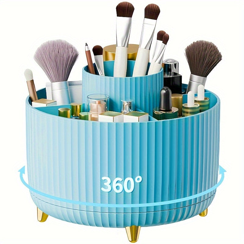 Modern Makeup Storage  Rotating Cosmetic Organizer with Gold Accents - Product detail 8