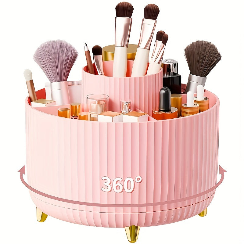 Modern Makeup Storage  Rotating Cosmetic Organizer with Gold Accents - Product detail 6