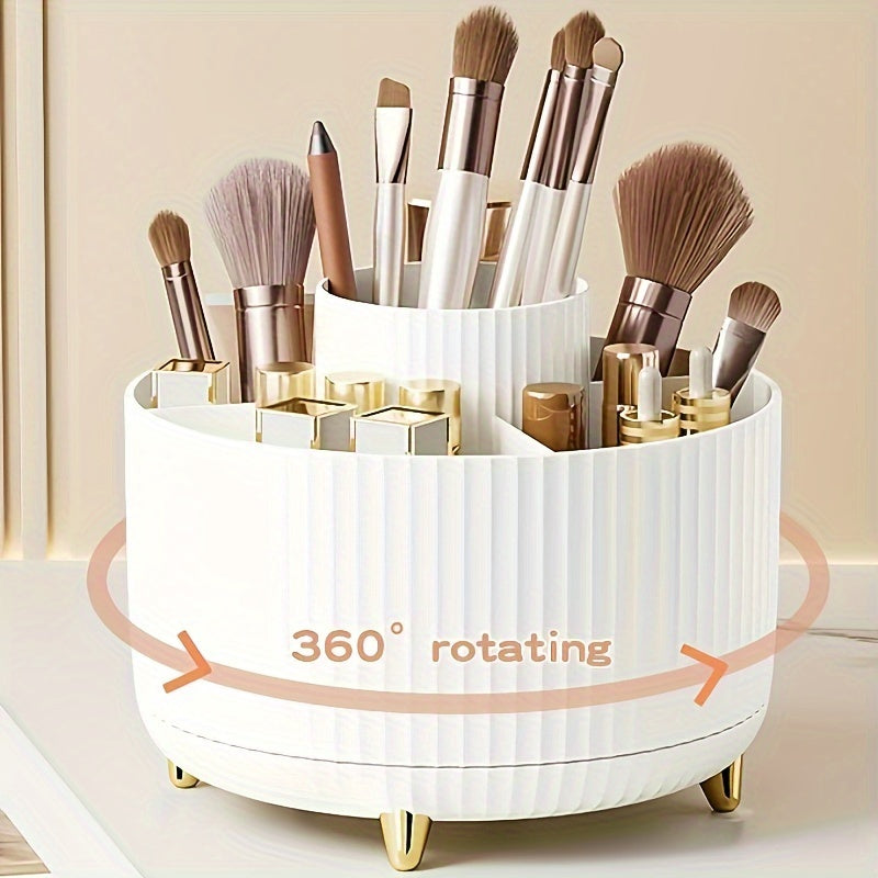 Modern Makeup Storage  Rotating Cosmetic Organizer with Gold Accents - Product example