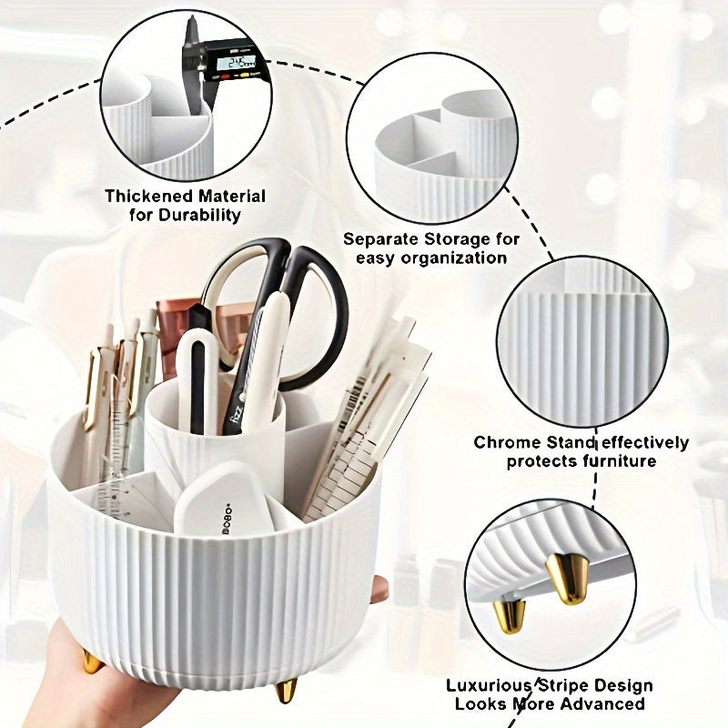 Modern Makeup Storage  Rotating Cosmetic Organizer with Gold Accents - Product detail 4