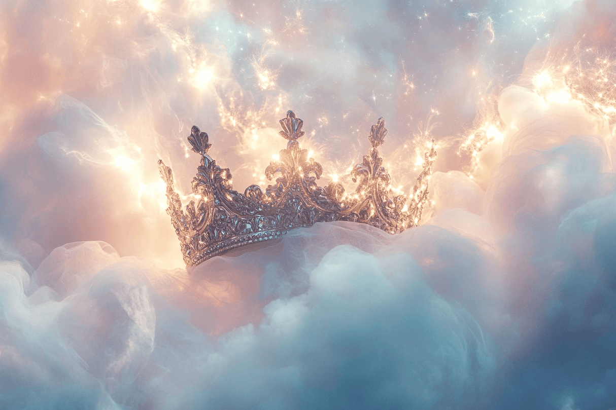 Princess Mural Wallpaper | Royal Crown in Dreamy Clouds