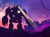Robot Mural Wallpaper | Futuristic Tech Design with Red Glow