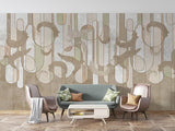 Feather Mural Wallpaper | Art Deco Geometric Pattern