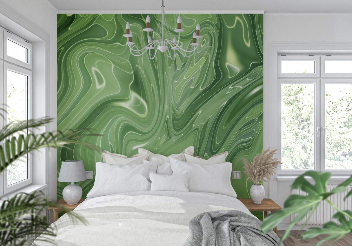 Abstract Mural Wallpaper | Terracotta Geometric Curves