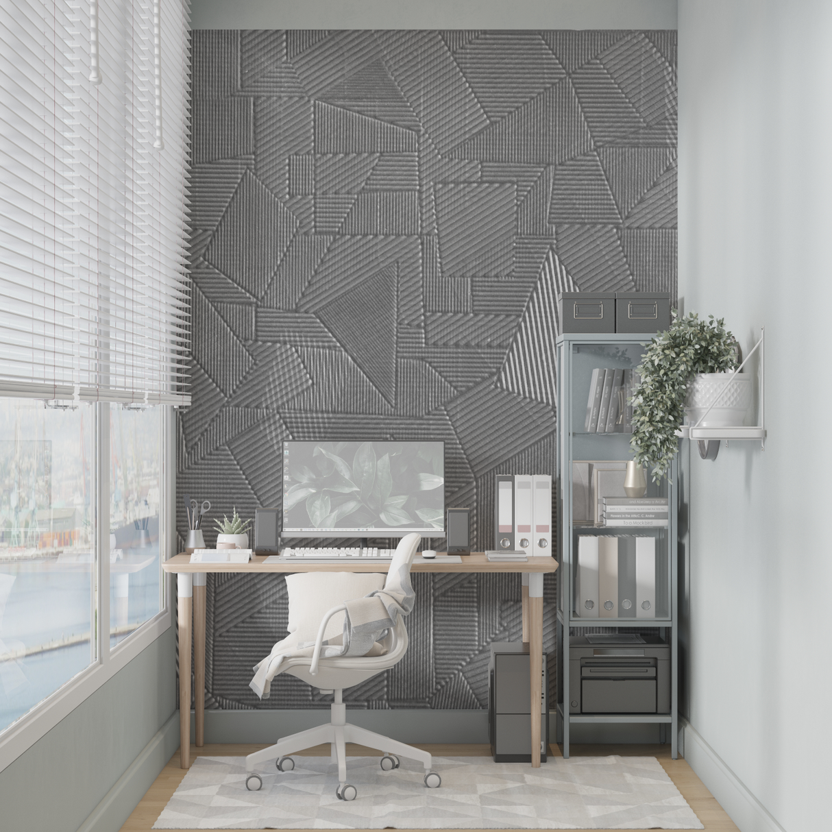 Geometric Mural Wallpaper | Modern Grey Linear Pattern