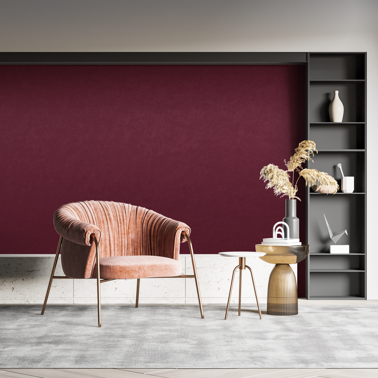 Red Mural Wallpaper | Deep Burgundy Solid Color