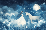 Unicorn Mural Wallpaper | Princess and Magical Night Sky
