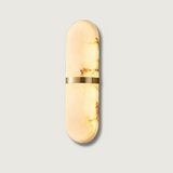 Marble Wall Lamp  Oval Capsule Design With Gold Accent - Product showcase