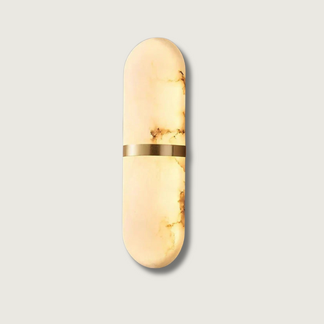 Marble Wall Lamp  Oval Capsule Design With Gold Accent - Product showcase