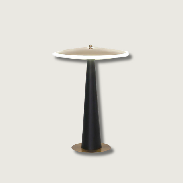 Modern LED Table Lamp  Black Gold Drum Design - Product showcase