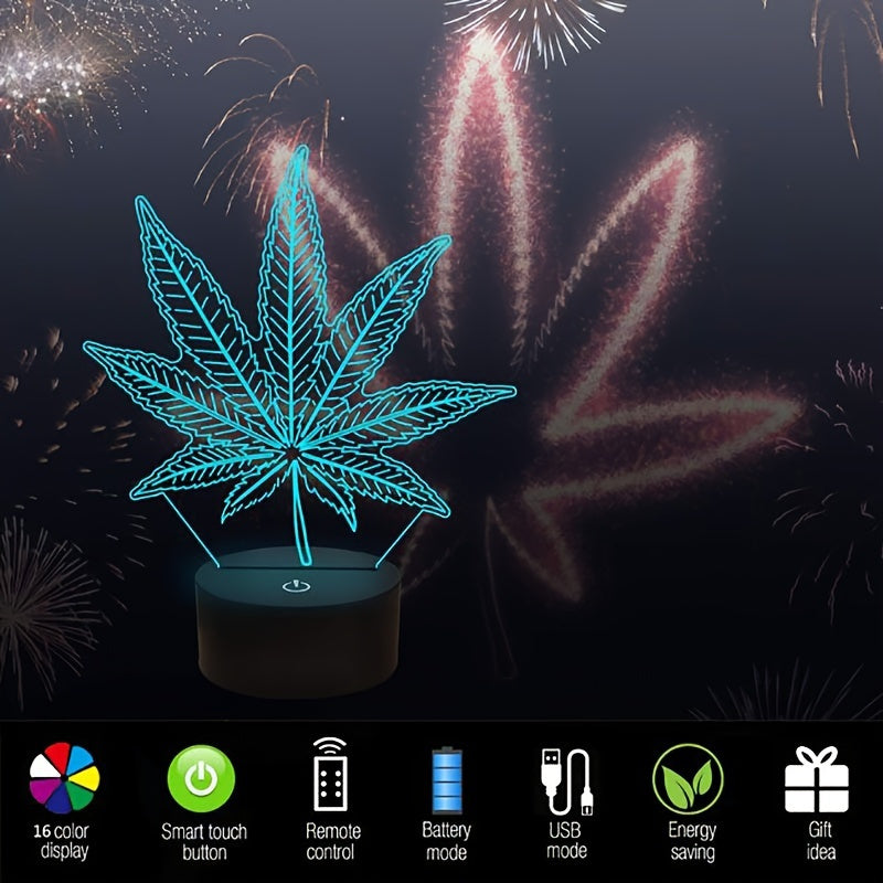 3D Illusion Night Lamp  Multi-Color LED Leaf Design - Product detail 8